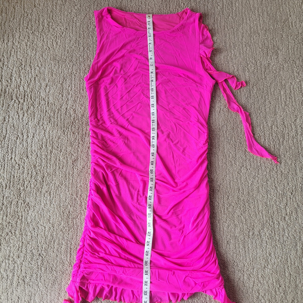 Women’s Sleeveless Ruffle Mini Bodycon Dress – Hot Pink – Size XL – NWOT - Picture 8 of 13